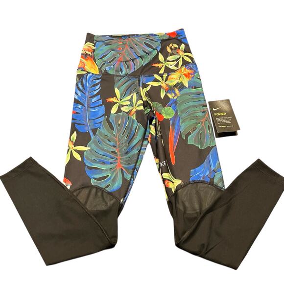 New Nike‎ Womens Power High-Rise Training Leggings XS Floral AR0776-010 - Picture 1 of 14